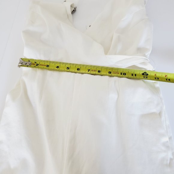 Anthropologie Jumpsuit Chino Wide Leg Tie Waist Modern Scalloped Cream 2 - Picture 10 of 14